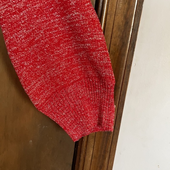 3/$15 Red Ribbed metallic accent dress w lace up detail & stretch S M jrs - Picture 8 of 17